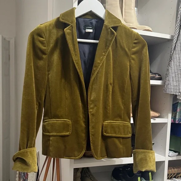 J. Crew Mustard Velvet Blazer - Picture 1 of 5
